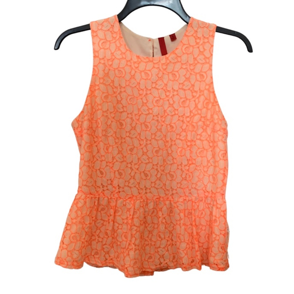 neon orange peplum top - small